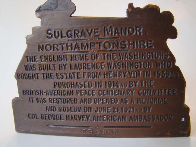 A pair of bookends depicting "Sulgrave Manor," the ancestral home of George Washington — image 3